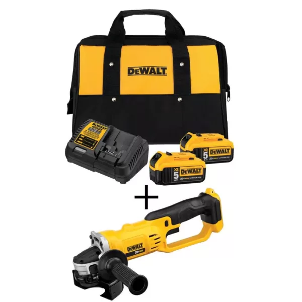 DEWALT 20-Volt MAX Cordless 4-1/2 in. to 5 in. Grinder, (2) 20-Volt 5.0Ah Batteries & Charger