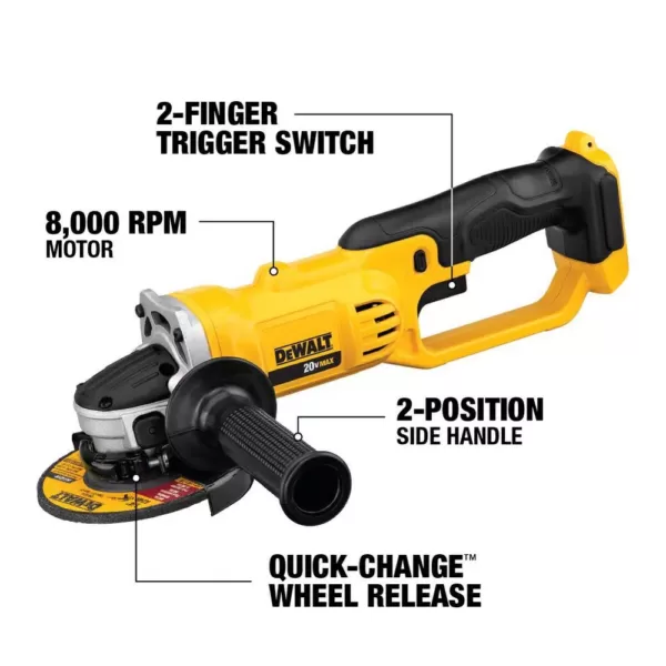 DEWALT 20-Volt MAX Cordless 4-1/2 in. to 5 in. Grinder, (2) 20-Volt 5.0Ah Batteries, (1) 20-Volt 6.0Ah Battery & Charger