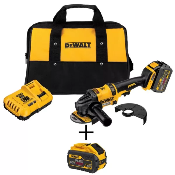 DEWALT FLEXVOLT 60-Volt MAX Cordless Brushless 4-1/2 in. Angle Grinder, (1) FLEXVOLT 9.0Ah & (1) FLEXVOLT 6.0Ah Battery