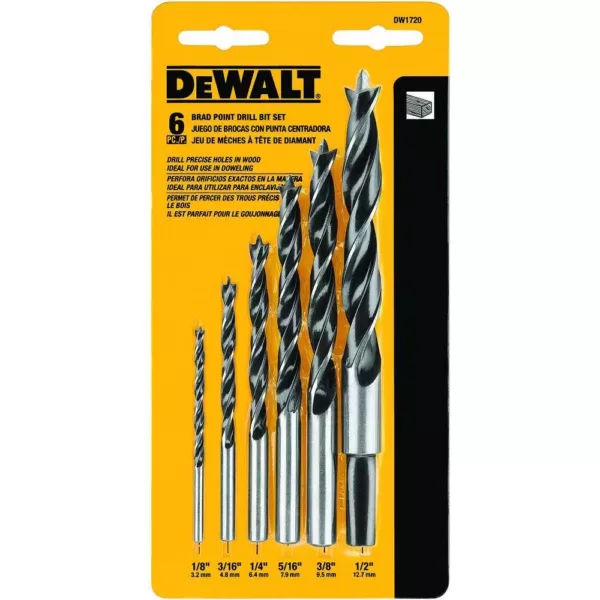 DEWALT High Speed Steel Brad-Point Drill Bit Set (6-Piece)