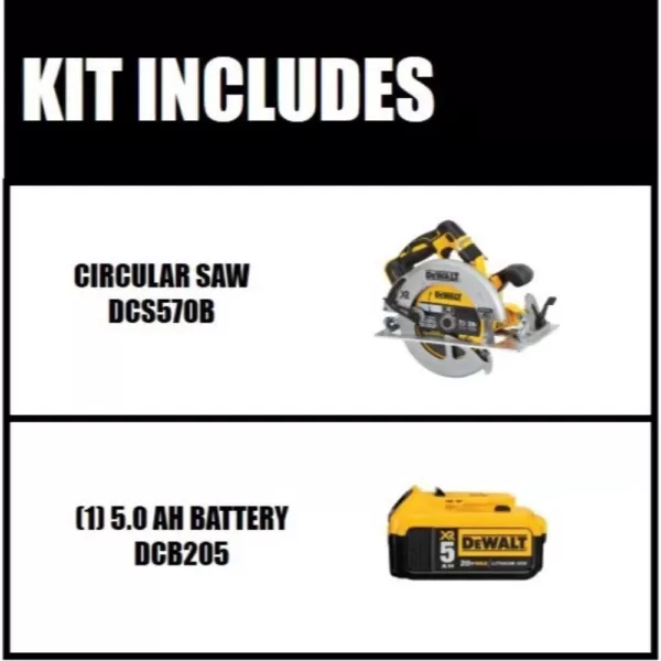 DEWALT 20-Volt MAX XR Cordless Brushless 7-1/4 in. Circular Saw with (1) 20-Volt Battery 5.0Ah