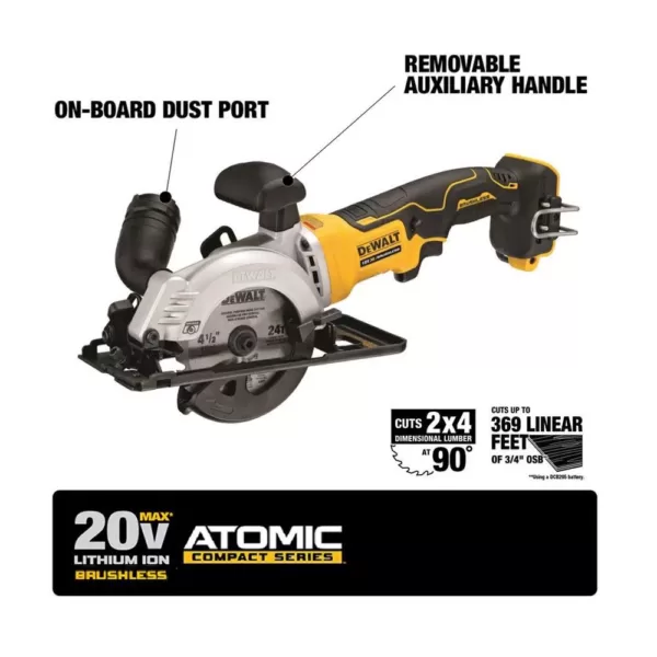 DEWALT ATOMIC 20-Volt MAX Cordless Brushless 4-1/2 in. Circular Saw with (1) 20-Volt Battery 2.0Ah