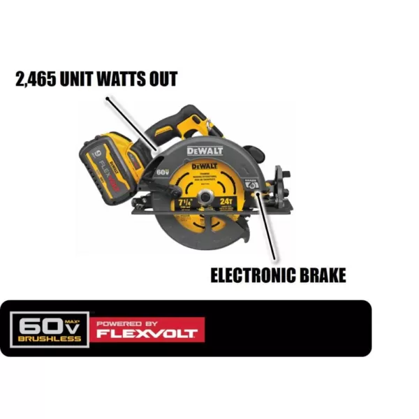 DEWALT FLEXVOLT 60-Volt MAX Cordless Brushless 7-1/4 in. Circular Saw with Brake with (1) FLEXVOLT 9.0Ah Battery