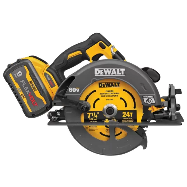 DEWALT FLEXVOLT 60-Volt MAX Cordless Brushless 7-1/4 in. Circular Saw with Brake, (2) FLEXVOLT 9.0Ah Batteries & Recip Saw