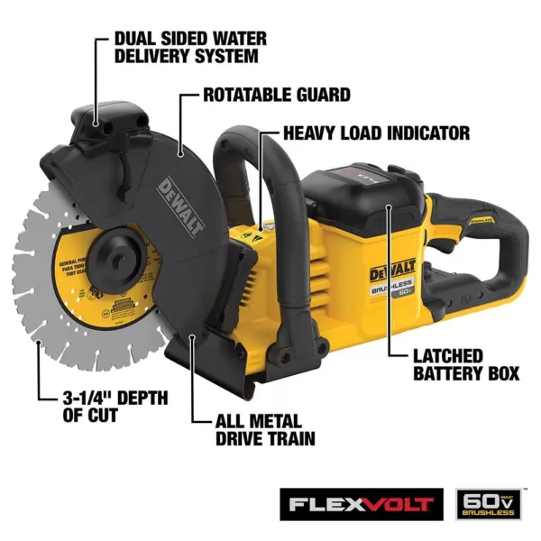 DEWALT FLEXVOLT 60-Volt MAX Cordless Brushless 9 in. Cut-Off Construction Saw with (2) FLEXVOLT 9.0Ah Batteries