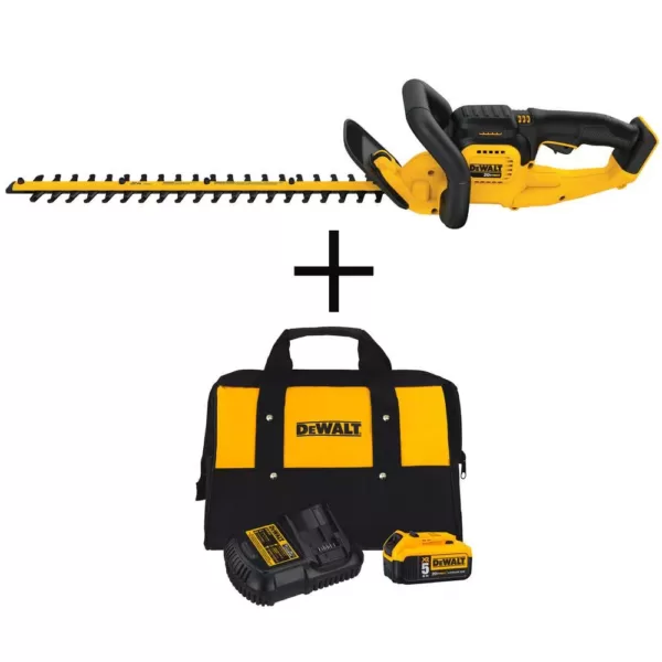 DEWALT 22 in. 20V MAX Lithium-Ion Cordless Hedge Trimmer (Tool Only) with Bonus 20V MAX Lithium-Ion Starter Kit Included