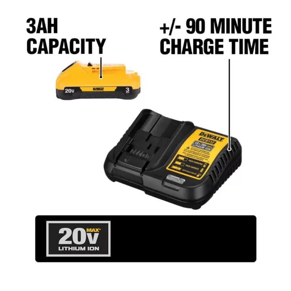 DEWALT 20-Volt MAX XR Cordless Brushless Compact Router with (1) 20-Volt Battery 3.0Ah & Charger