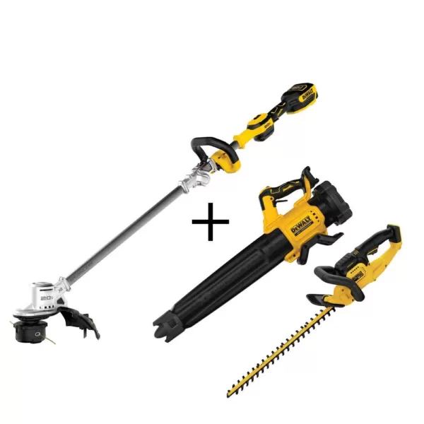 DEWALT 14 in. 20V MAX Brushless Cordless String Trimmer with Bonus 20V Blower (Tool Only) and 20V Hedge Trimmer (Tool Only)