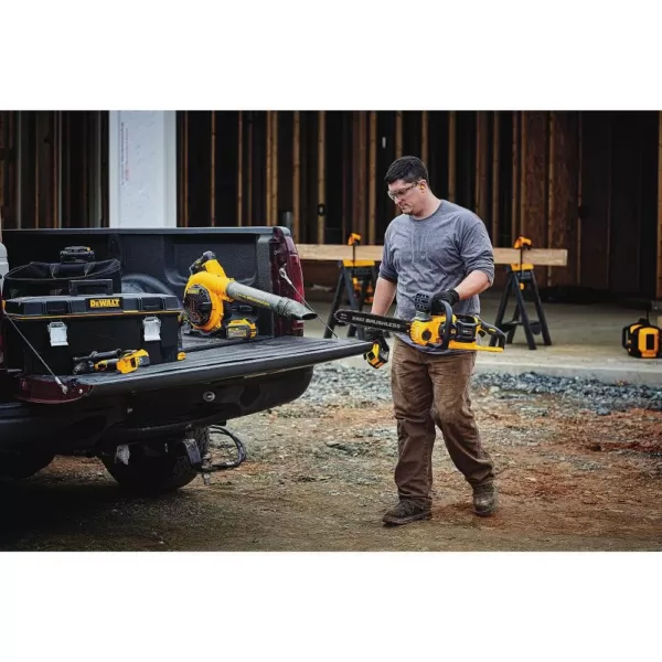 DEWALT 15 in. 60V MAX Cordless FLEXVOLT Brushless String Grass Trimmer, (1) 3.0Ah Battery & Charger & Leaf Blower (Tool Only)