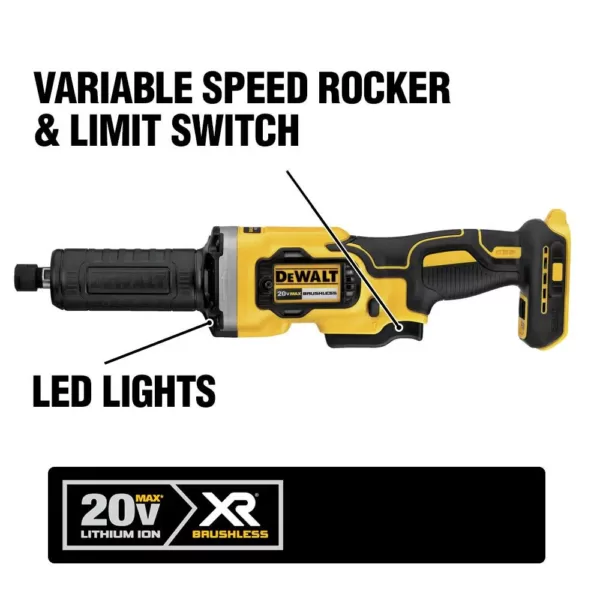 DEWALT 20-Volt MAX Cordless Brushless 1-1/2 in. Variable Speed Die Grinder with (1) 20-Volt 4.0Ah Battery