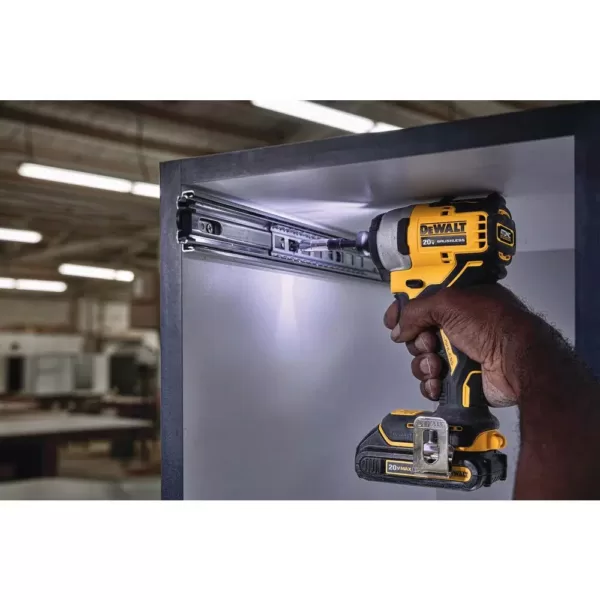 DEWALT ATOMIC 20-Volt MAX Cordless Brushless Compact 1/4 in. Impact Driver, (2) 20-Volt 1.3Ah & (2) 20-Volt 2.0Ah Batteries