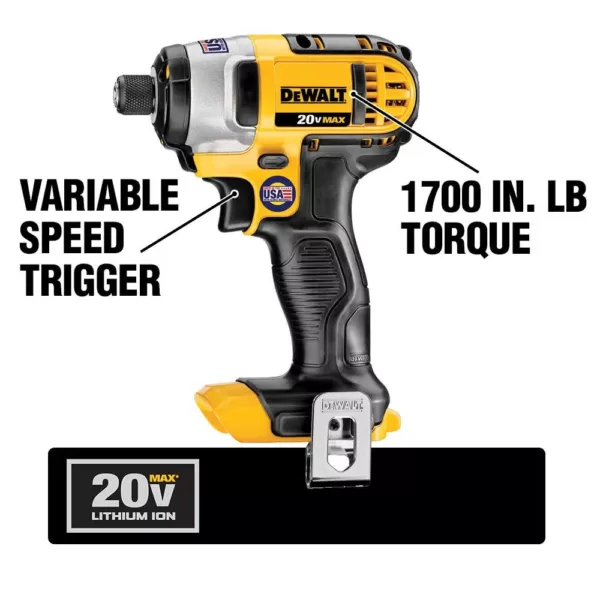 DEWALT 20-Volt MAX Cordless 1/4 in. Impact Driver, (1) 20-Volt 3.0Ah Battery & Charger