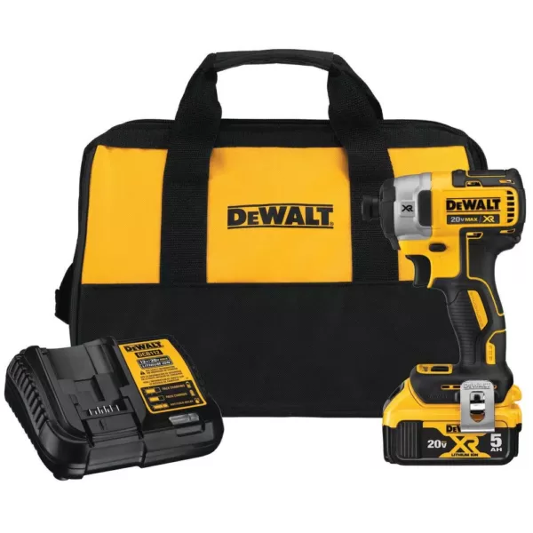 DEWALT 20-Volt MAX XR Cordless Brushless 3-Speed 1/4 in. Impact Driver with (1) 20-Volt 5.0Ah Battery & Charger