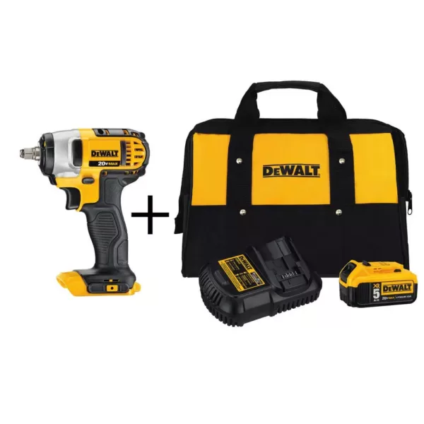 DEWALT 20-Volt MAX Cordless 3/8 in. Impact Wrench Kit with Hog Ring, (1) 20-Volt 5.0Ah Battery & Charger