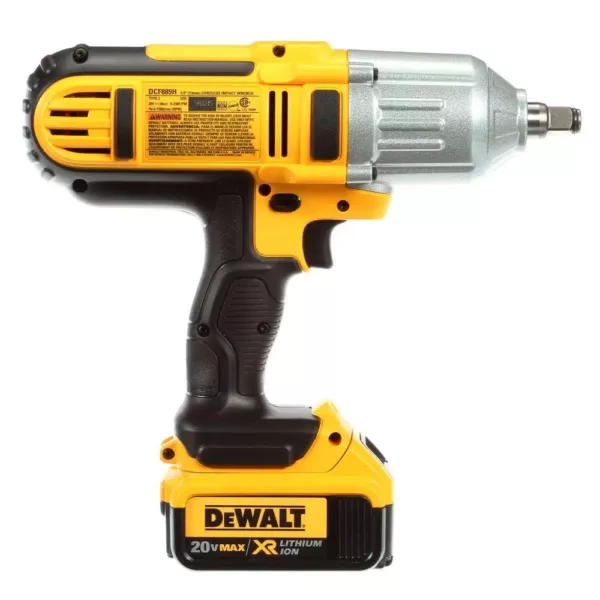 DEWALT 20-Volt MAX Cordless 1/2 in. High Torque Impact Wrench with Hog Ring & (2) 20-Volt 4.0Ah Batteries