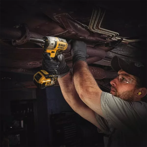 DEWALT 20-Volt MAX XR Cordless Brushless 3/8 in. Compact Impact Wrench, (2) 20-Volt 4.0Ah Batteries & Mech Tool Set (142-Piece)