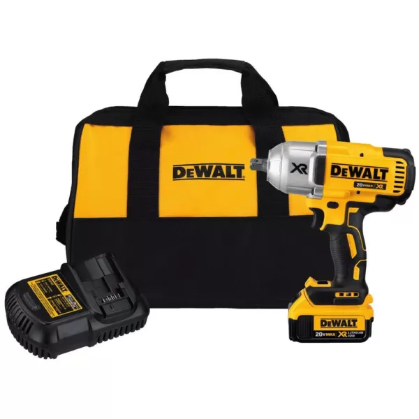 DEWALT 20-Volt MAX XR Cordless Brushless 1/2 in. High Torque Impact Wrench with Detent Pin Anvil, (1) 20-Volt 4.0Ah Battery