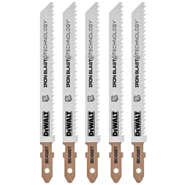 DEWALT 4 in. 10 TPI T-Shank Wood Down Cutting Jig Saw Blade (5-Pack)