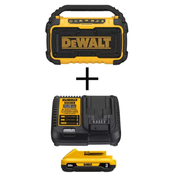 DEWALT 20-Volt MAX Bluetooth Speaker with (1) 20-Volt Battery 3.0Ah & Charger