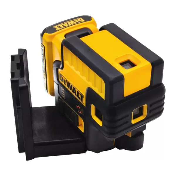 DEWALT 12-Volt MAX Lithium-Ion 100 ft. Red Self-Leveling 5-Spot Line Laser Level with (4) AA Batteries & TSTAK Case