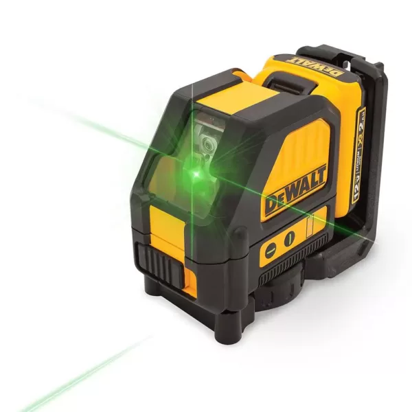 DEWALT 12-Volt MAX Li-Ion 165 ft. Green Self-Leveling Cross-Line Laser Level with Bonus Small Parts & Tool Storage Organizer