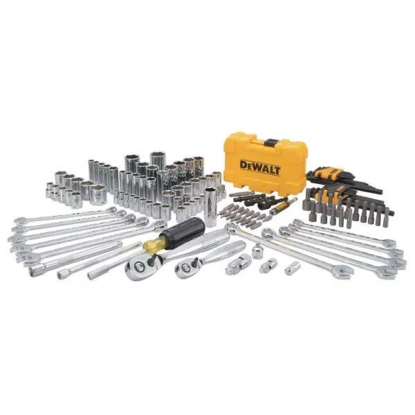 DEWALT 1/4 in. x 3/8 in. Drive Polished Chrome Mechanics Tool Set (142-Piece) with Bonus TOUGHSYSTEM 22 in. 2-Drawer Tool Box