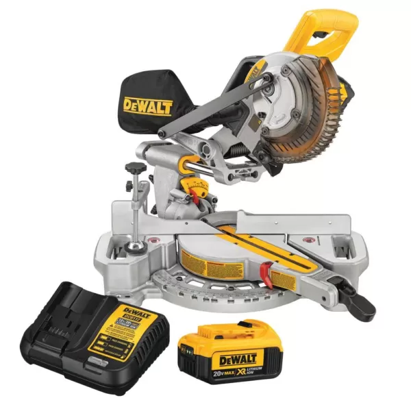 DEWALT 20-Volt MAX Cordless 7-1/4 in. Sliding Miter Saw with (1) 20-Volt Battery 4.0Ah & Cordless Jigsaw