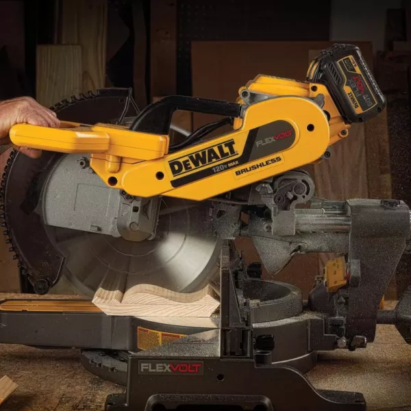 DEWALT FLEXVOLT 120-Volt MAX Cordless Brushless 12 in. Miter Saw with AC Adapter, (2) FLEXVOLT 6.0Ah Batteries & Rolling Stand