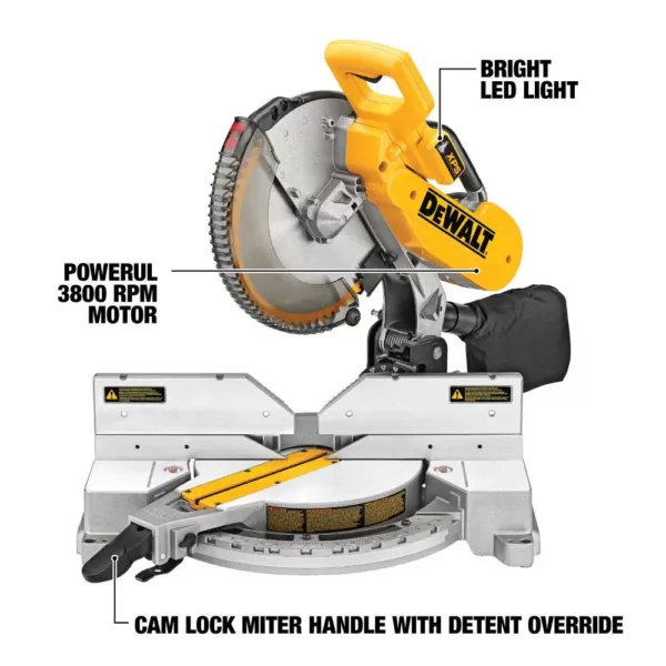 DEWALT 15 Amp Corded 12 in. Double-Bevel Compound Miter Saw with XPS Light