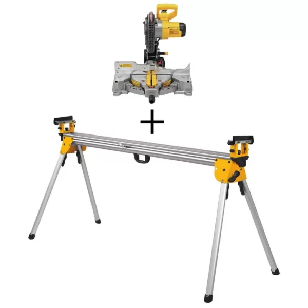 DEWALT 15 Amp Corded 10 in. Compound Single Bevel Miter Saw with Bonus Heavy-Duty Miter Saw Stand