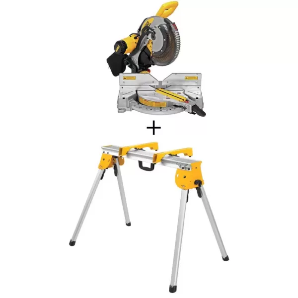 DEWALT 15 Amp Corded 12 in. Double Bevel Compound Miter Saw with Bonus Heavy-Duty Work Stand