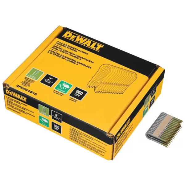 DEWALT 2 in. x 9-Gauge Galvanized Barbed Paper Tape Fencing Staples (960 per Box)