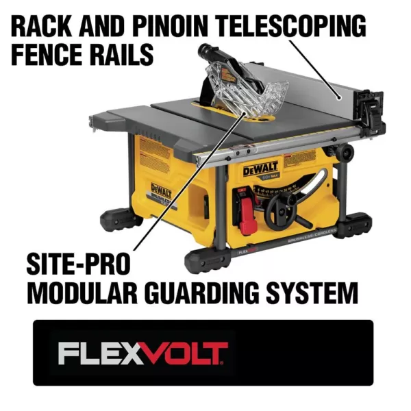 DEWALT FLEXVOLT 60-Volt MAX  Cordless Brushless 8-1/4 in. Table Saw Kit with (1) FLEXVOLT 6.0Ah Battery