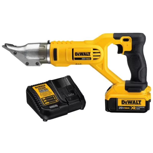 DEWALT 20-Volt MAX Cordless 18-Gauge Swivel Head Shears with (2) 20-Volt Batteries 4.0Ah & Charger