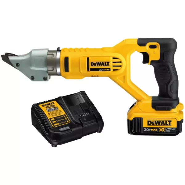 DEWALT 20-Volt MAX Cordless 14-Gauge Swivel Head Double Cut Shears with (2) 20-Volt Batteries 4.0Ah & Charger