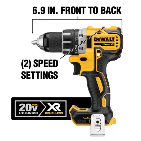 DEWALT 20-Volt MAX XR Cordless Brushless 1/2 in. Drill/Driver, (1) 20-Volt 5.0Ah Battery, Charger & Brushless Handheld Blower