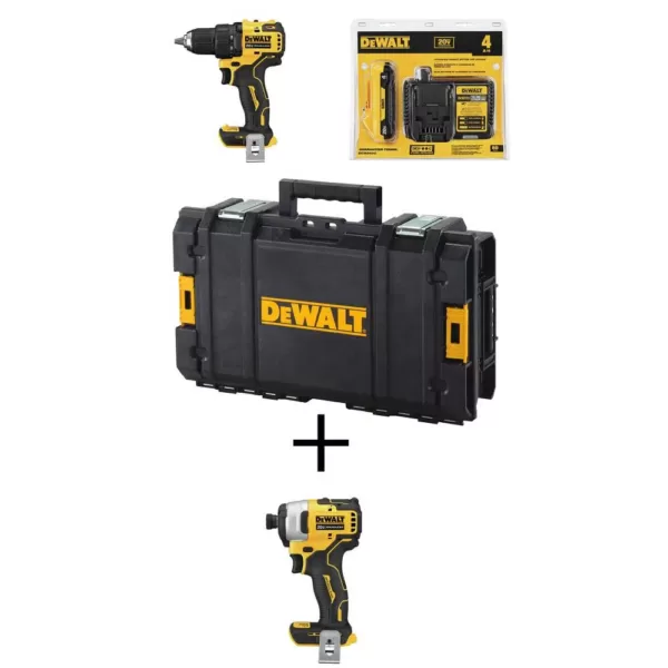 DEWALT ATOMIC 20-Volt MAX Cordless Brushless 1/2 in. Drill/Driver Kit, (1) 4.0Ah Battery, 1/4 in. Impact Driver & Tough System