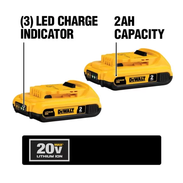 DEWALT 20-Volt MAX Compact Lithium-Ion 2.0Ah Battery Pack (2-Pack)