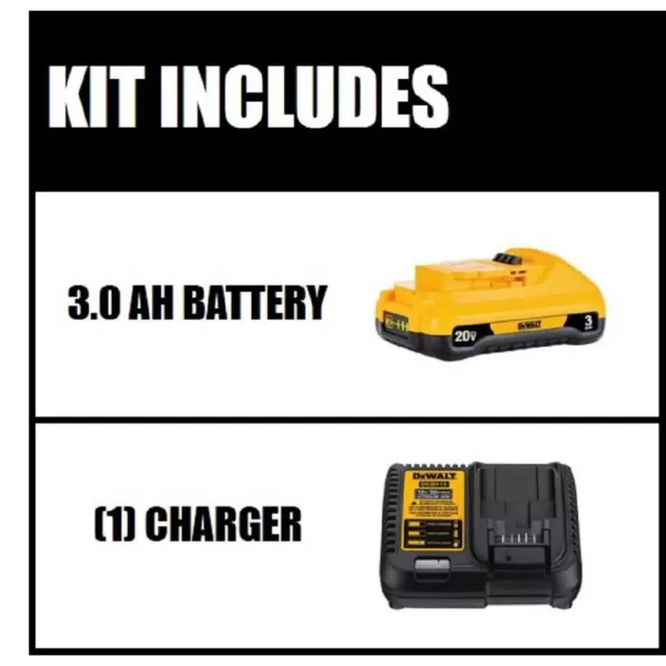 DEWALT 20-Volt MAX Compact Lithium-Ion 3.0Ah Battery Pack with 12-Volt to 20-Volt MAX Charger