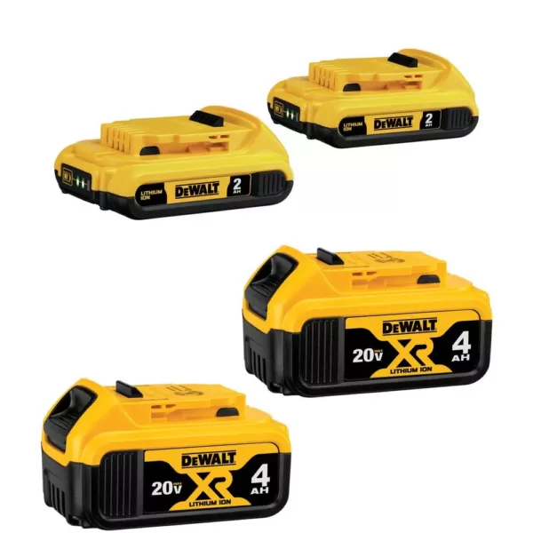 DEWALT 20-Volt MAX Compact Lithium-Ion 2.0 Ah Battery Pack (2-Pack) and 20-Volt MAX XR Lithium-Ion Battery Pack 4.0 Ah (2-Pack)