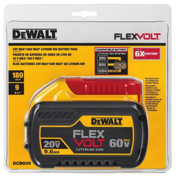 DEWALT FLEXVOLT 20-Volt/60-Volt MAX Lithium-Ion 9.0Ah Battery