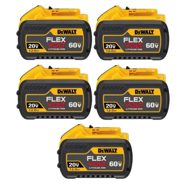 DEWALT FLEXVOLT 20-Volt/60-Volt MAX Lithium-Ion 12.0Ah Battery (5-Pack)