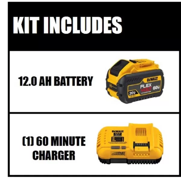 DEWALT FLEXVOLT 20-Volt/60-Volt MAX Lithium-Ion 12.0Ah Battery with Fan Cooled Fast Charger