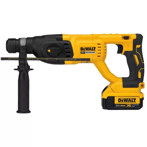 DEWALT 20-Volt MAX Cordless Brushless 1 in. SDS Plus D-Handle Rotary Hammer,(2) 20-Volt 4.0Ah Batteries & 1/2 in. Impact Wrench