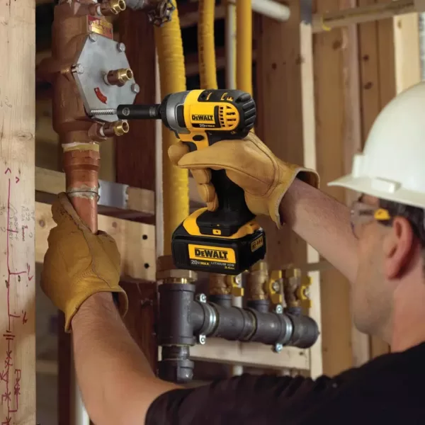 DEWALT 20-Volt MAX Cordless Brushless 1 in. SDS Plus D-Handle Rotary Hammer,(2) 20-Volt 4.0Ah Batteries & 3/8 in. Impact Wrench