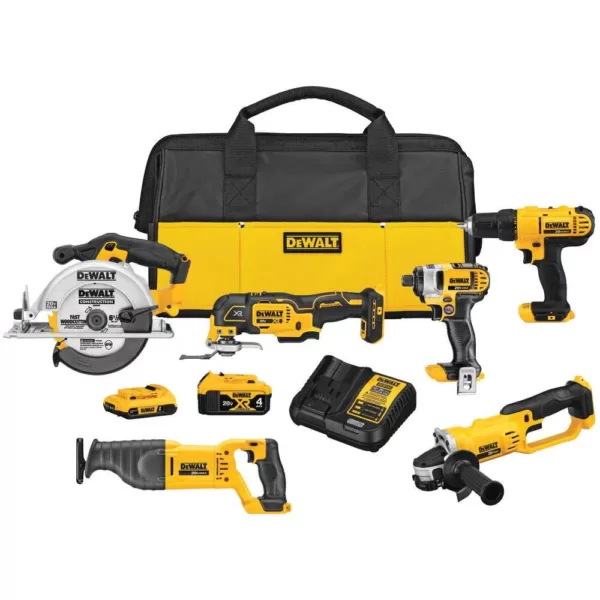 DEWALT 20-Volt MAX Cordless Combo Kit (6-Tool) with (1) 20-Volt 4.0Ah Battery, (1) 20-Volt 2.0Ah Battery & Charger