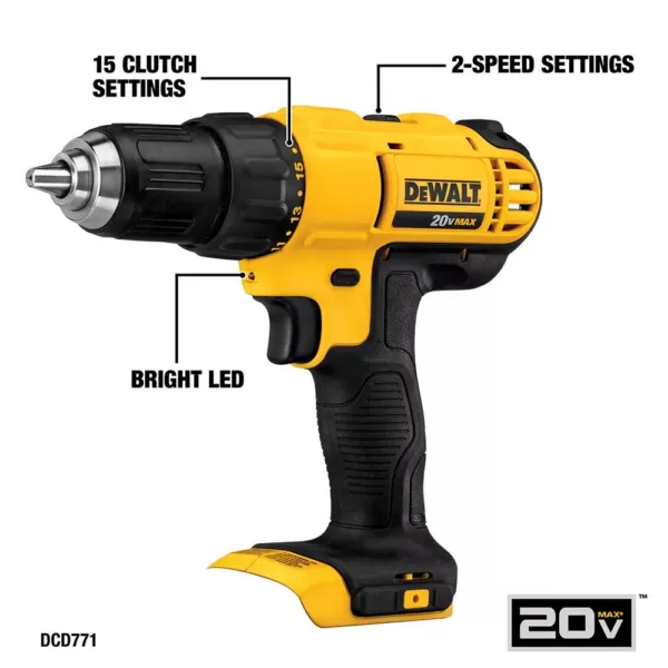 DEWALT 20-Volt MAX Cordless Combo Kit (6-Tool) with (1) 20-Volt 4.0Ah Battery, (1) 2.0Ah Battery & 3/8 in. Impact Wrench