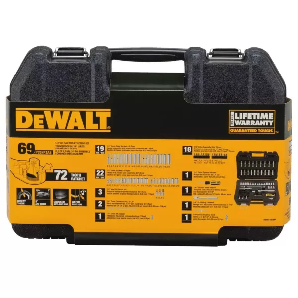 DEWALT 1/4 in. Drive SAE and Metric Socket Set (69-Piece)