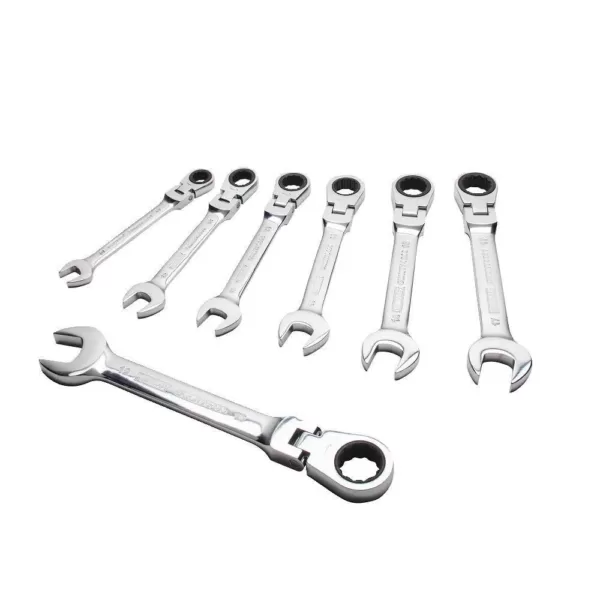 DEWALT Metric Ratcheting Flex Head Combination Wrench Set (7-Piece)