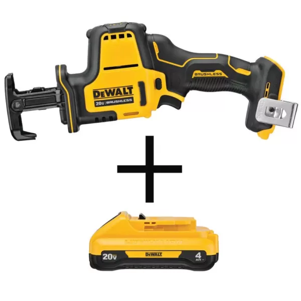 DEWALT ATOMIC 20-Volt MAX Cordless Brushless Compact Reciprocating Saw with (1) 4.0Ah Battery